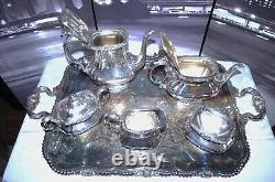 Vintage Gorham Silver Plated 6 Pc Tea/Coffee Set With Sugar Creamers Tray Covers