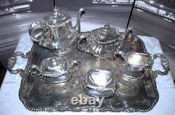 Vintage Gorham Silver Plated 6 Pc Tea/Coffee Set With Sugar Creamers Tray Covers