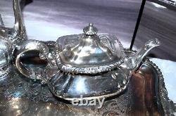 Vintage Gorham Silver Plated 6 Pc Tea/Coffee Set With Sugar Creamers Tray Covers