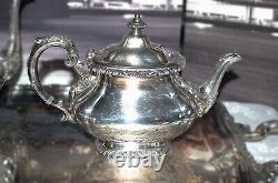 Vintage Gorham Silver Plated 6 Pc Tea/Coffee Set With Sugar Creamers Tray Covers