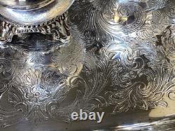 Vintage Hanson Silver Plate Coffee/Tea Set Tray, Sugar, Creamer, Teapot, Spoon, Read