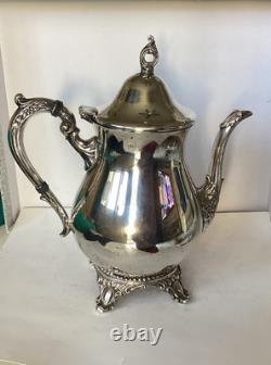 Vintage Hanson Silver Plate Coffee/Tea Set Tray, Sugar, Creamer, Teapot, Spoon, Read