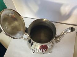 Vintage Hanson Silver Plate Coffee/Tea Set Tray, Sugar, Creamer, Teapot, Spoon, Read