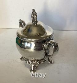 Vintage Hanson Silver Plate Coffee/Tea Set Tray, Sugar, Creamer, Teapot, Spoon, Read