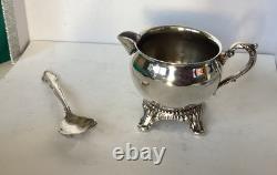 Vintage Hanson Silver Plate Coffee/Tea Set Tray, Sugar, Creamer, Teapot, Spoon, Read