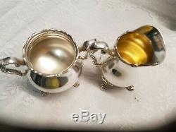 Vintage IS Webster Wilcox Joanne Silver Plated 4pc Coffee/Tea Set withLargeTray