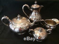 Vintage James Dixon & Sons Epbm 8796e Garland Motif 4 Piece Tea Service