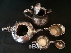 Vintage James Dixon & Sons Epbm 8796e Garland Motif 4 Piece Tea Service