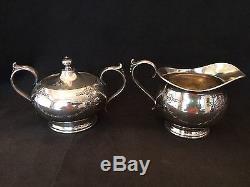 Vintage James Dixon & Sons Epbm 8796e Garland Motif 4 Piece Tea Service