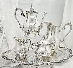 Vintage Joanne Tea Set International Silver with Wallace Tray 5 Piece Tea Set