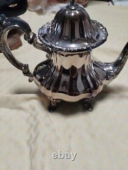 Vintage Lancaster Rose Silverplate Coffee/large teapot, Creamer And Sugar Bowl