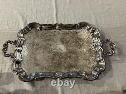 Vintage Large Leonard Silver Plate Coffee Tea Set Cream & Sugar With Plater