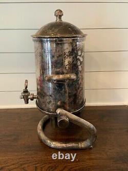 Vintage Large Silver Plate Tea Coffee Urn Hot Water Dispenser Sterno Compartment