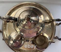 Vintage Late 1800's Silver Plated Tea Service Set 4 Pieces With Serving Tray