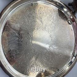 Vintage Late 1800's Silver Plated Tea Service Set 4 Pieces With Serving Tray