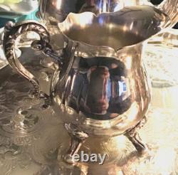 Vintage Leonard Silver Plated 6 Piece Coffee Tea Set with Tray