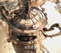 Vintage Leonard Silver Plated 6 Piece Coffee Tea Set with Tray