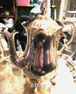 Vintage Leonard Silver Plated 6 Piece Coffee Tea Set with Tray