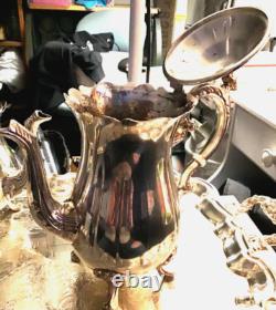 Vintage Leonard Silver Plated 6 Piece Coffee Tea Set with Tray