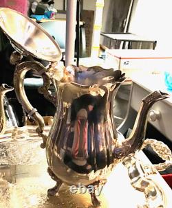 Vintage Leonard Silver Plated 6 Piece Coffee Tea Set with Tray