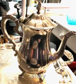 Vintage Leonard Silver Plated 6 Piece Coffee Tea Set with Tray