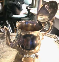 Vintage Leonard Silver Plated 6 Piece Coffee Tea Set with Tray