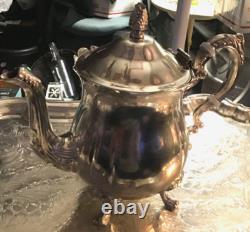 Vintage Leonard Silver Plated 6 Piece Coffee Tea Set with Tray