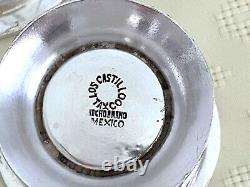 Vintage Los Castillo Mexico Silver Plate Tea Strainer and Cup Abalone Inlay