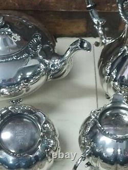 Vintage MARLBORO Silver Plate Pristine 4 Piece Tea Set