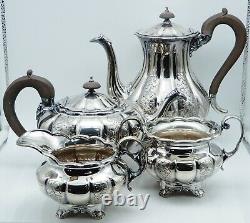 Vintage MARLBORO Silver Plate on Copper 4 Pc Tea Set Old English Reproduction