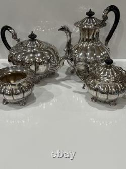 Vintage Melon Design Tea Coffee Cream & Sugar Set England Sheffield Elegant READ