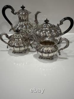 Vintage Melon Design Tea Coffee Cream & Sugar Set England Sheffield Elegant READ