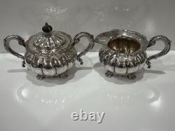 Vintage Melon Design Tea Coffee Cream & Sugar Set England Sheffield Elegant READ