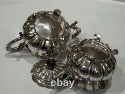 Vintage Melon Design Tea Coffee Cream & Sugar Set England Sheffield Elegant READ