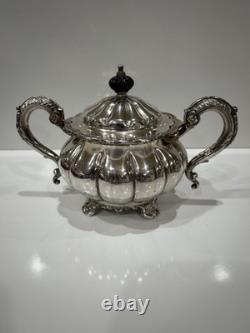 Vintage Melon Design Tea Coffee Cream & Sugar Set England Sheffield Elegant READ