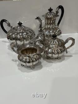 Vintage Melon Design Tea Coffee Cream & Sugar Set England Sheffield Elegant READ