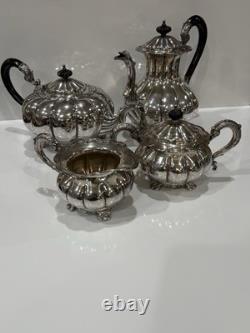 Vintage Melon Design Tea Coffee Cream & Sugar Set England Sheffield Elegant READ