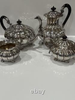 Vintage Melon Design Tea Coffee Cream & Sugar Set England Sheffield Elegant READ