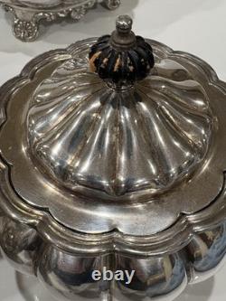 Vintage Melon Design Tea Coffee Cream & Sugar Set England Sheffield Elegant READ