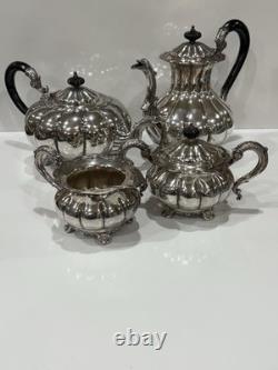 Vintage Melon Design Tea Coffee Cream & Sugar Set England Sheffield Elegant READ