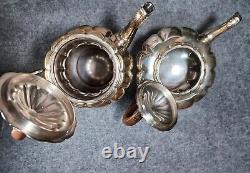 Vintage Melon Sheffield Silver Plated Community Tea Coffee Service Set with Tray
