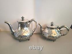 Vintage Meriden Silver Plated 6 Pc. Hand Chased Tea Set