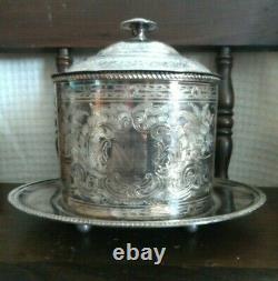 Vintage Mid Century English Barker Ellis Silver Plate Footed Tea Caddy