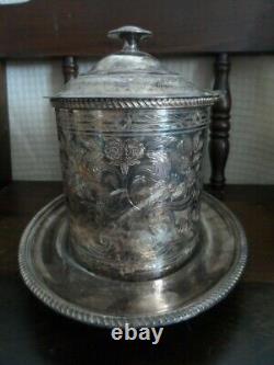 Vintage Mid Century English Barker Ellis Silver Plate Footed Tea Caddy