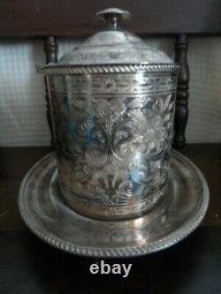 Vintage Mid Century English Barker Ellis Silver Plate Footed Tea Caddy