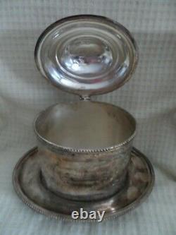 Vintage Mid Century English Barker Ellis Silver Plate Footed Tea Caddy