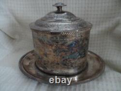 Vintage Mid Century English Barker Ellis Silver Plate Footed Tea Caddy