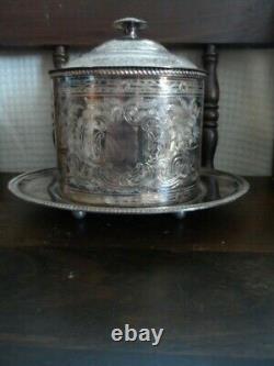 Vintage Mid Century English Barker Ellis Silver Plate Footed Tea Caddy