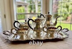 Vintage OLD ENGLISH Marlboro Silverplate 6 Pcs Tea Set with Tray