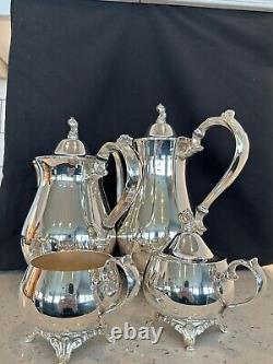 Vintage ONEIDA Silver plate 4-Piece Coffee/Tea Service Set Used Great Condition